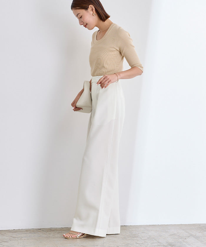 ユアーズ ur's belt design one tuck wide pants