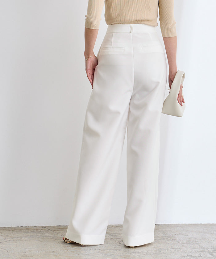 ユアーズ ur's belt design one tuck wide pants
