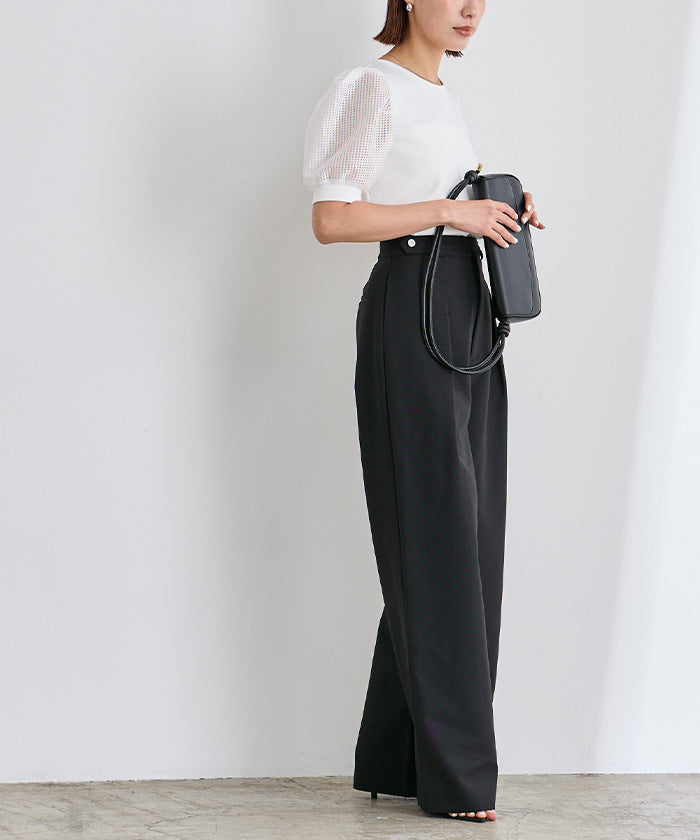 ユアーズ ur's belt design one tuck wide pants