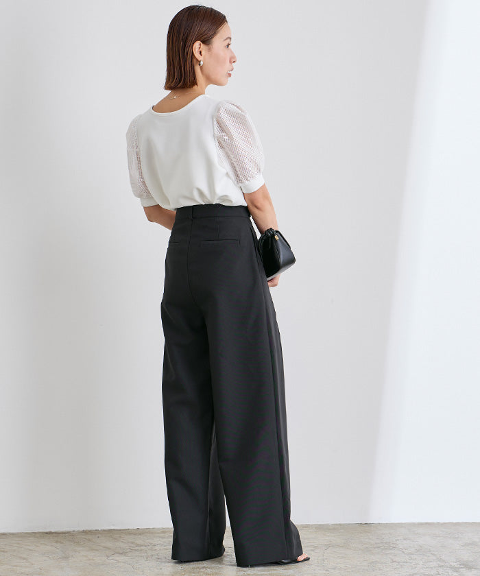 ユアーズ ur's belt design one tuck wide pants