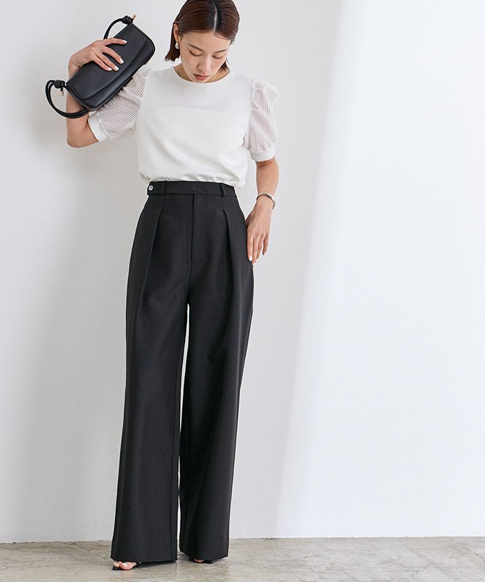 ユアーズ ur's belt design one tuck wide pants