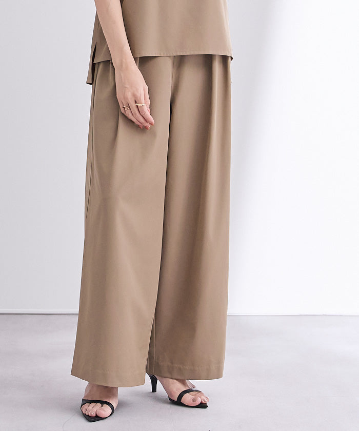 ユアーズ ur's 撥水ウエストゴムツータックワイドパンツ （ブラック） ブラック