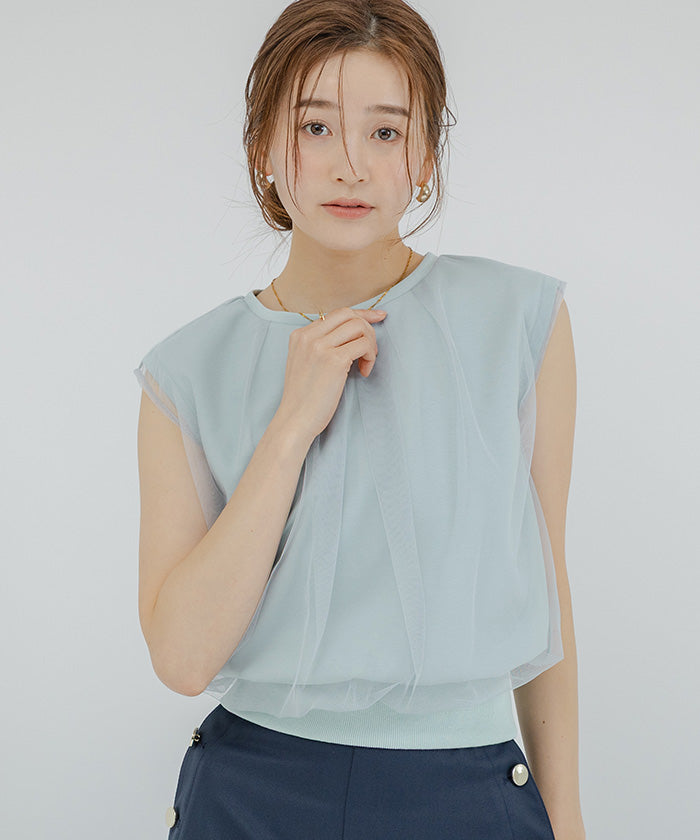 ユアーズ ur's チュールレイヤードTシャツ （オフホワイト） オフホワイト