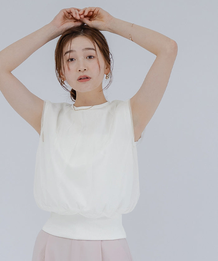 ユアーズ ur's チュールレイヤードTシャツ （オフホワイト） オフホワイト