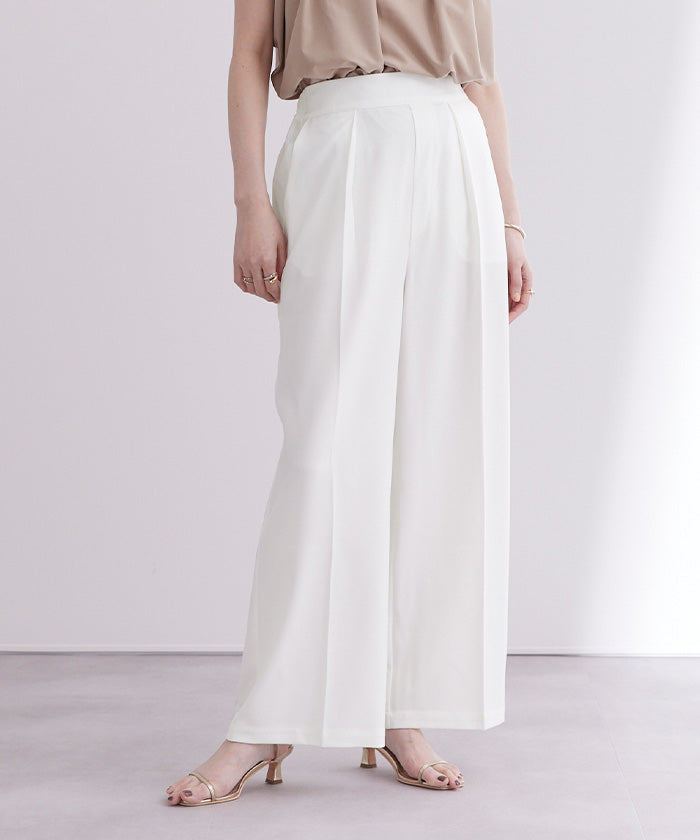 ユアーズ ur's 美シルエットリラックスワイドパンツ （ホワイト） ホワイト