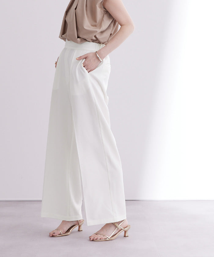ユアーズ ur's 美シルエットリラックスワイドパンツ （ホワイト） ホワイト