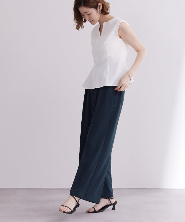 ユアーズ ur's 美シルエットリラックスワイドパンツ （ホワイト） ホワイト