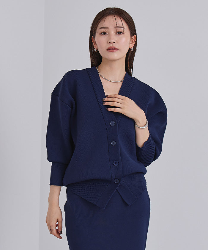 ユアーズ ur's スポンディッシュVネックニットカーディガン （ネイビー） ネイビー