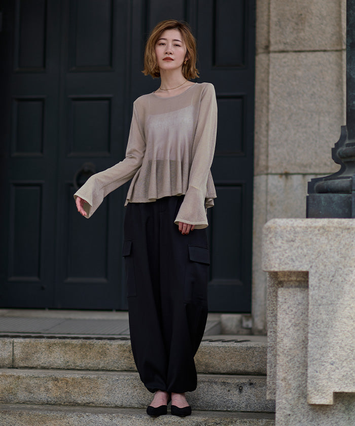 ユアーズ ur's シアーペプラムニット （ホワイト） ホワイト