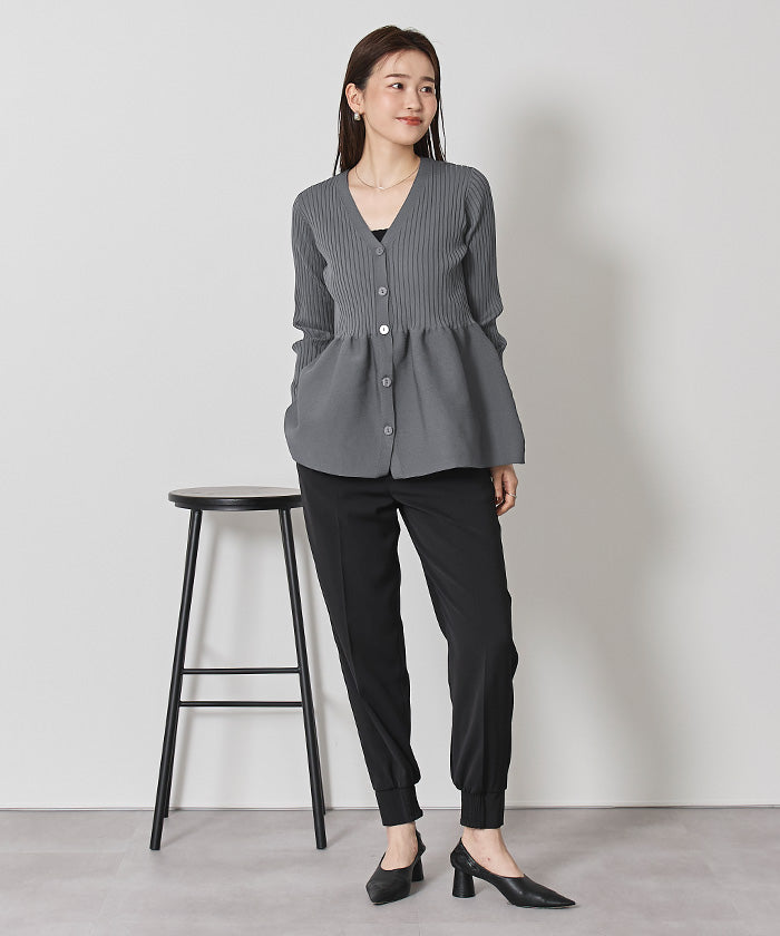 ユアーズ ur's 前後2wayペプラムニットトップス （ブラック） ブラック