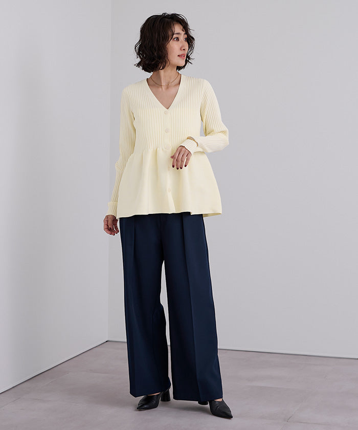 ユアーズ ur's 前後2wayペプラムニットトップス （ブラック） ブラック