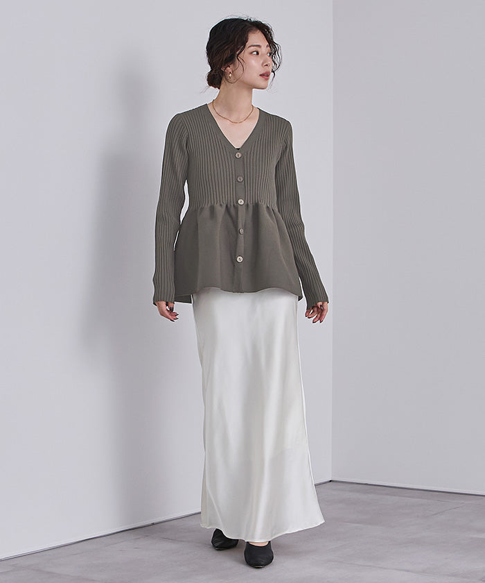 ユアーズ ur's 前後2wayペプラムニットトップス （ブラック） ブラック