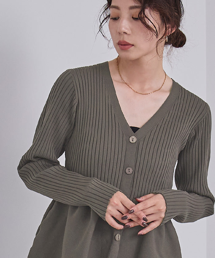 ユアーズ ur's 前後2wayペプラムニットトップス （ブラック） ブラック