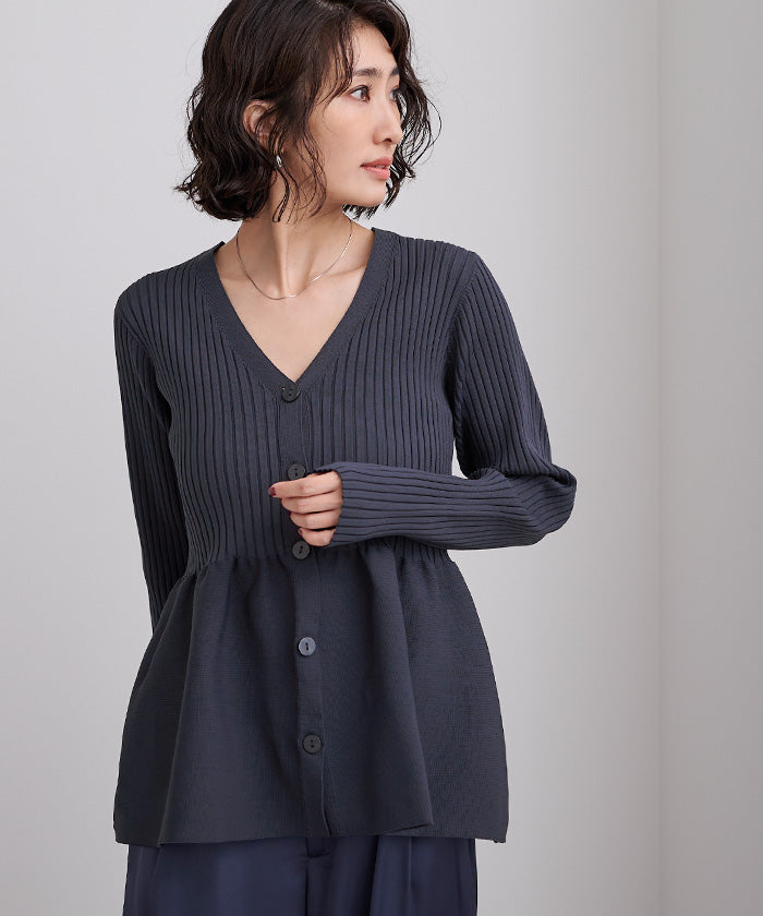 ユアーズ ur's 前後2wayペプラムニットトップス （ブラック） ブラック