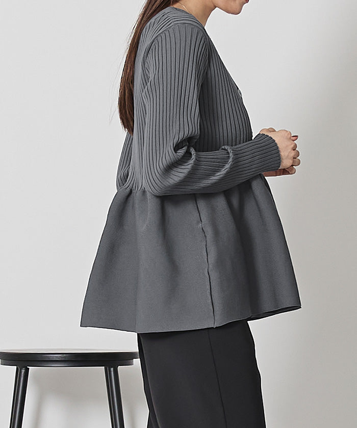 ユアーズ ur's 前後2wayペプラムニットトップス （ブラック） ブラック