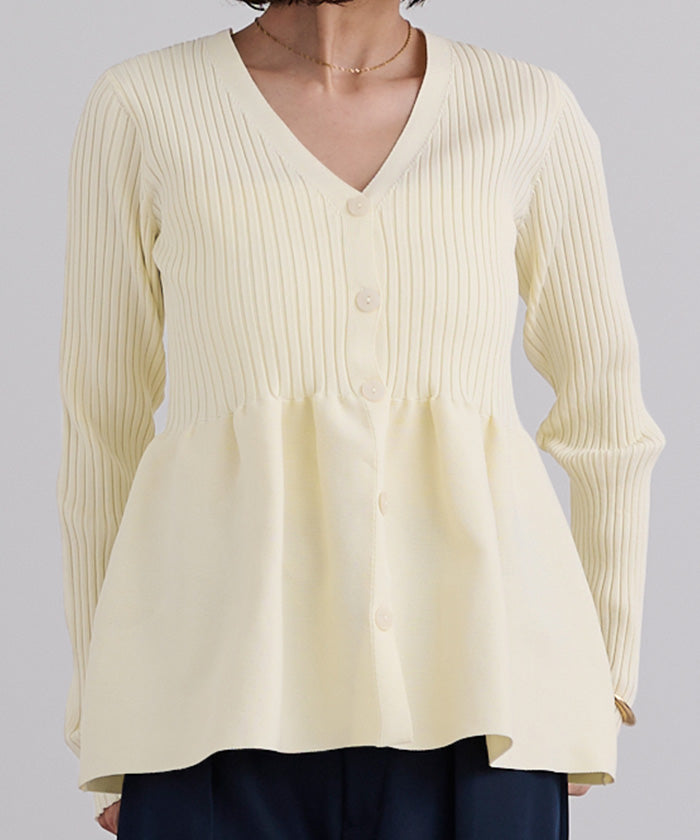 ユアーズ ur's 前後2wayペプラムニットトップス （ブラック） ブラック