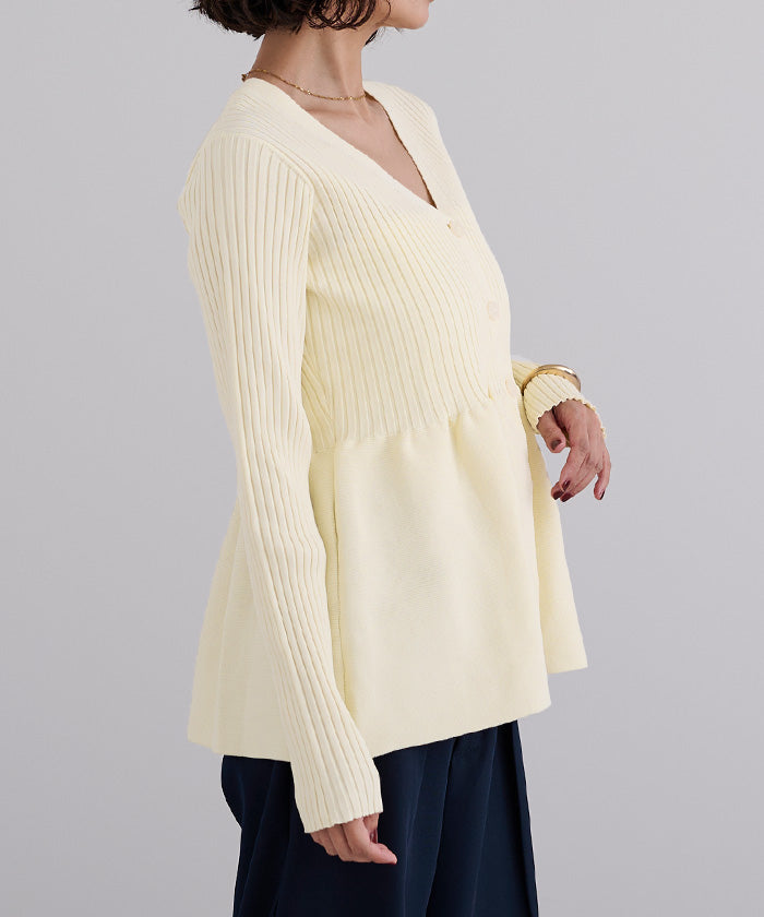 ユアーズ ur's 前後2wayペプラムニットトップス （チャコール） チャコール