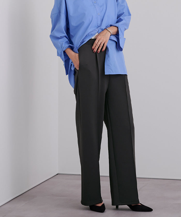 ユアーズ ur's Vネックトップス×パンツ/ボンディングセットアップ （ホワイト） ホワイト