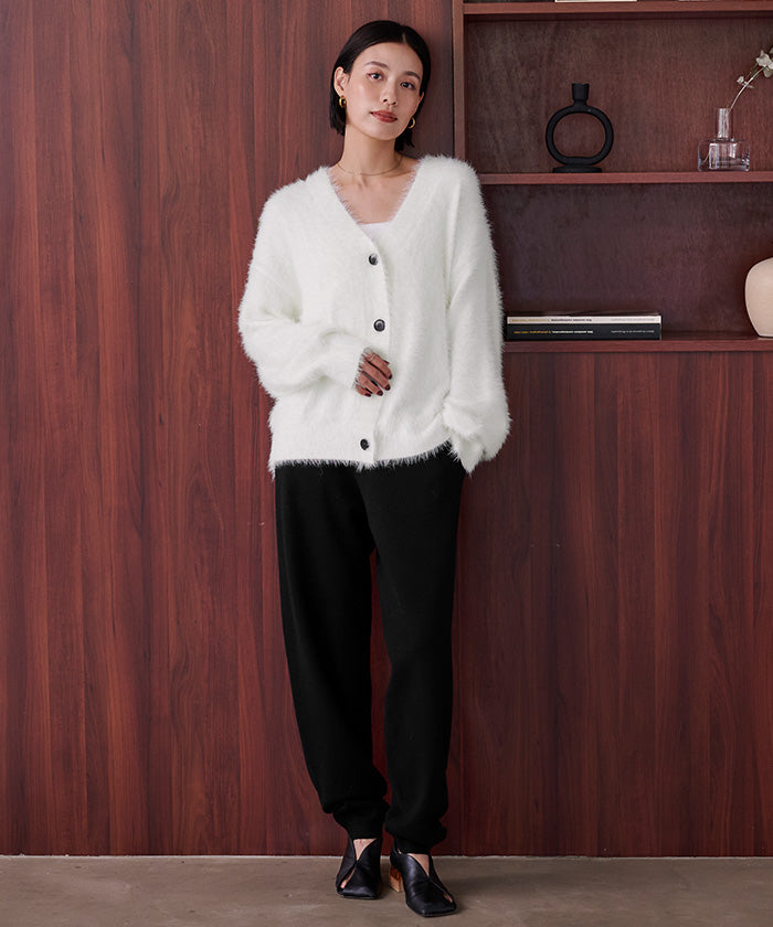 ユアーズ ur's 配色釦シャギーニットカーディガン （ホワイト） ホワイト