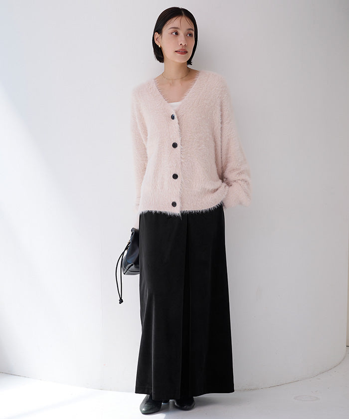 ユアーズ ur's 配色釦シャギーニットカーディガン （ホワイト） ホワイト