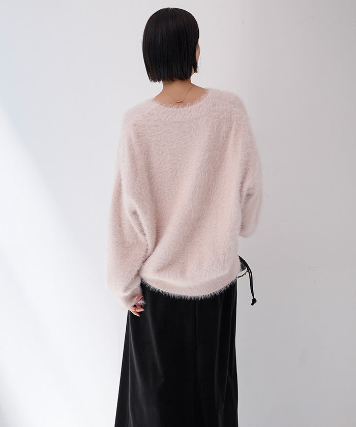 ユアーズ ur's 配色釦シャギーニットカーディガン （ホワイト） ホワイト