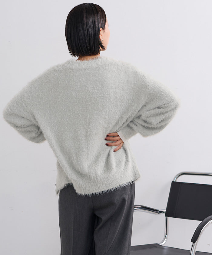 ユアーズ ur's 配色釦シャギーニットカーディガン （ホワイト） ホワイト