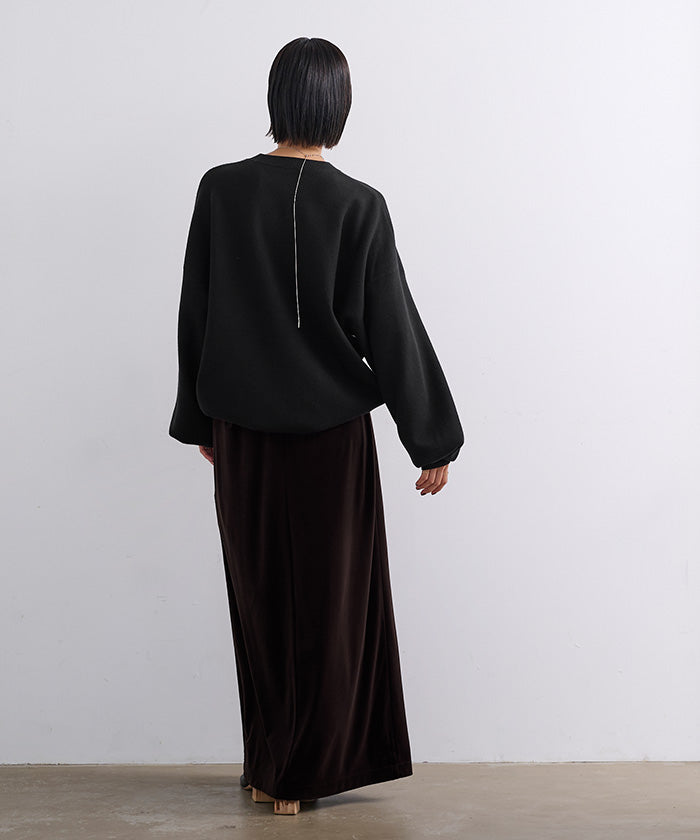 ユアーズ ur's フロントボックスタックベロアスカート （ブラック） ブラック