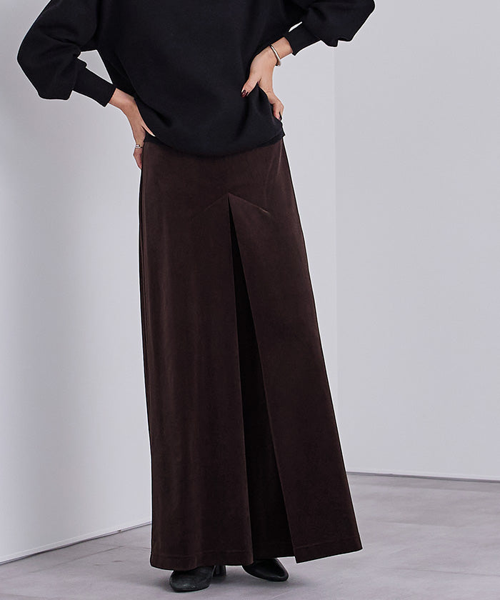 ユアーズ ur's フロントボックスタックベロアスカート （ブラック） ブラック