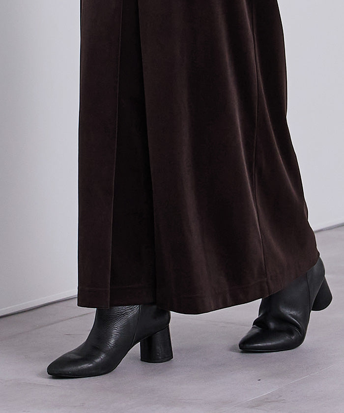 ユアーズ ur's フロントボックスタックベロアスカート （ブラック） ブラック