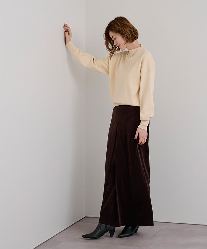 ユアーズ ur's フロントボックスタックベロアスカート （ブラック） ブラック