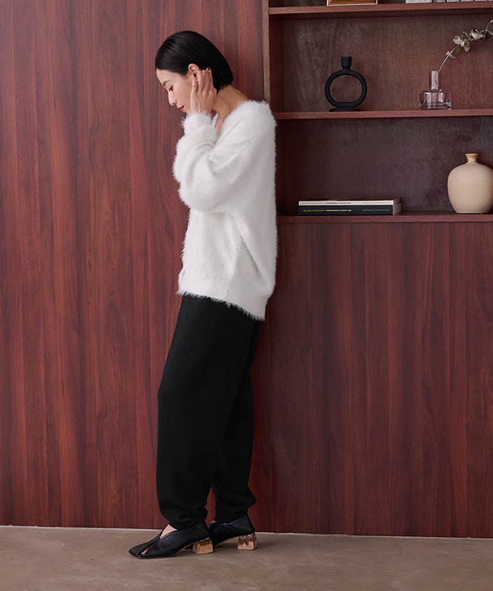 ユアーズ ur's スウェットライクニットジョガーパンツ （ブラック） ブラック