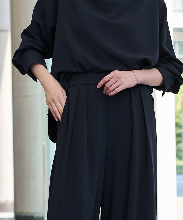 ユアーズ ur's 楽きちんとみえ/着痩せワイドパンツ （モカ） モカ