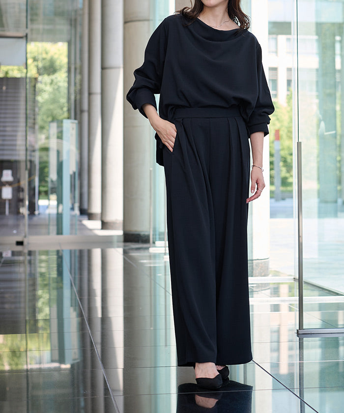 ユアーズ ur's 楽きちんとみえ/着痩せワイドパンツ （モカ） モカ