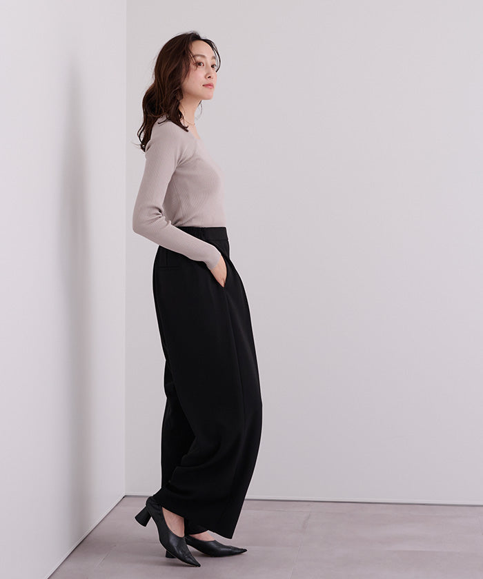 ユアーズ ur's 楽きちんとみえ/着痩せワイドパンツ （モカ） モカ