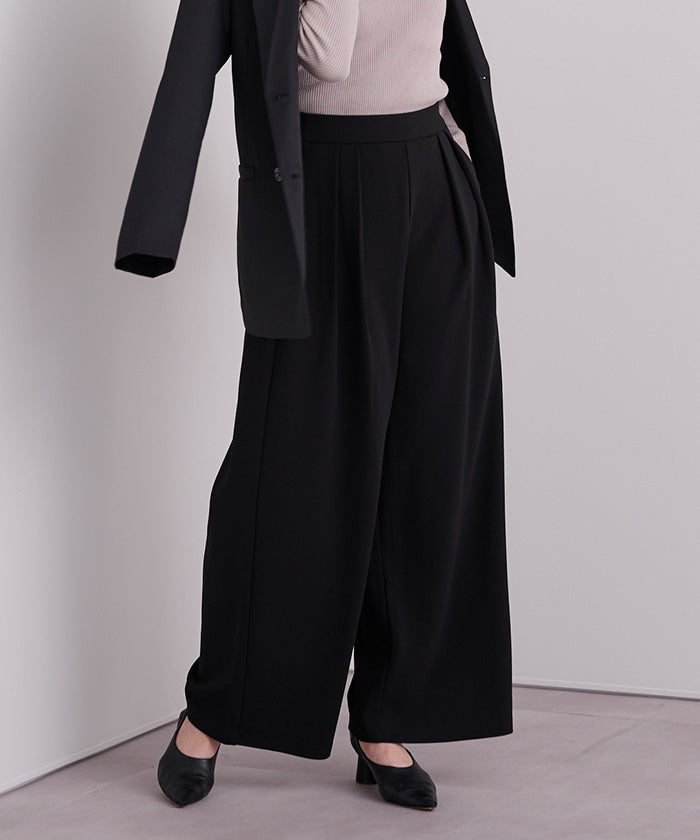 ユアーズ ur's 楽きちんとみえ/着痩せワイドパンツ （ブラック） ブラック