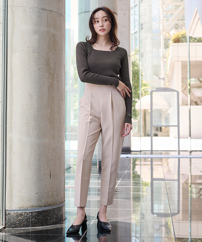 ユアーズ ur's スクエアネックラグランスリーブリブニット （ブラウン） ブラウン