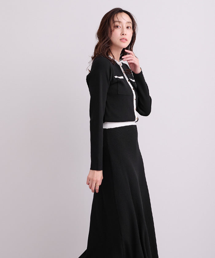 ユアーズ ur's バイカラーポケットデザインニットワンピース （ネイビー） ネイビー