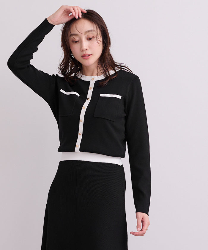 ユアーズ ur's バイカラーポケットデザインニットワンピース （ネイビー） ネイビー