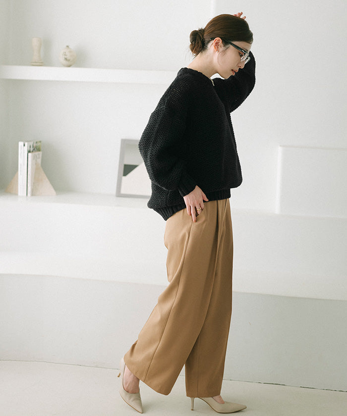 ユアーズ ur's オーバーサイズローゲージニット （ブラック） ブラック