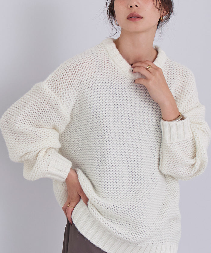 ユアーズ ur's オーバーサイズローゲージニット （ブラック） ブラック