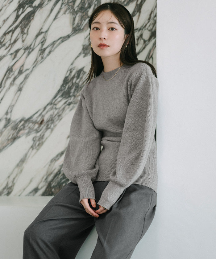 ユアーズ ur's ボリュームスリーブウエストフィットニット （ブラック） ブラック