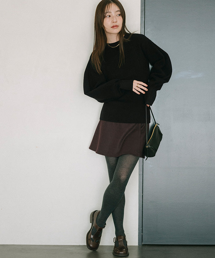 ユアーズ ur's ボリュームスリーブウエストフィットニット （ブラック） ブラック