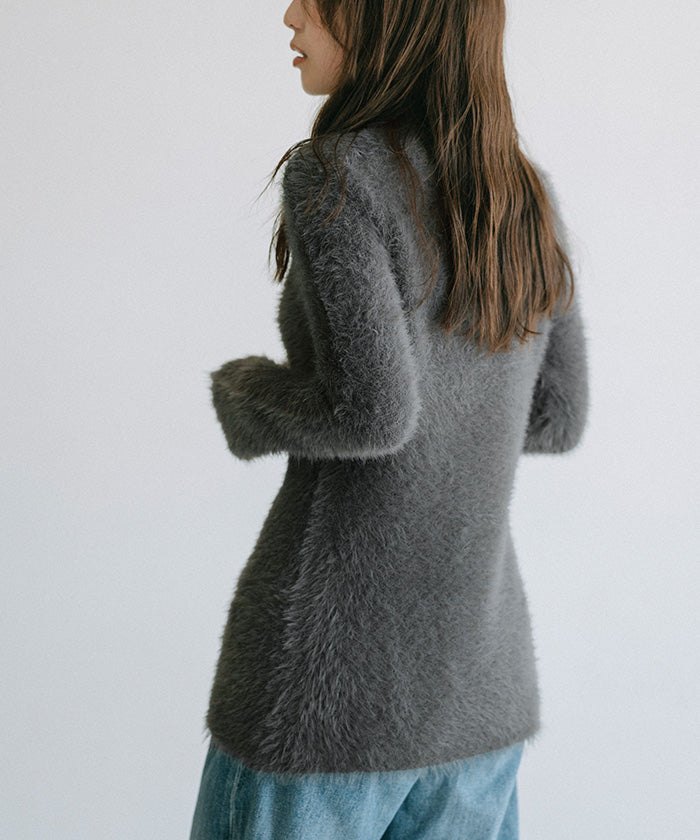 ユアーズ ur's 襟付きシャギーニットカーディガン （チャコール） チャコール