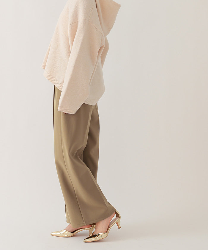 ユアーズ ur's 裏起毛センタープレスワイドパンツ （ブラック） ブラック