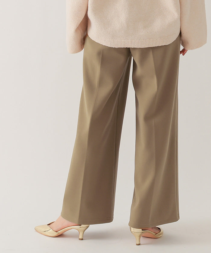 ユアーズ ur's 裏起毛センタープレスワイドパンツ （ブラック） ブラック