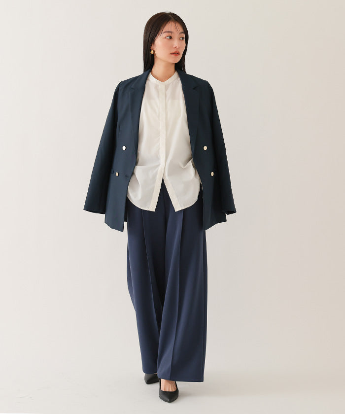 ユアーズ ur's 裏起毛センタープレスワイドパンツ （ブラック） ブラック