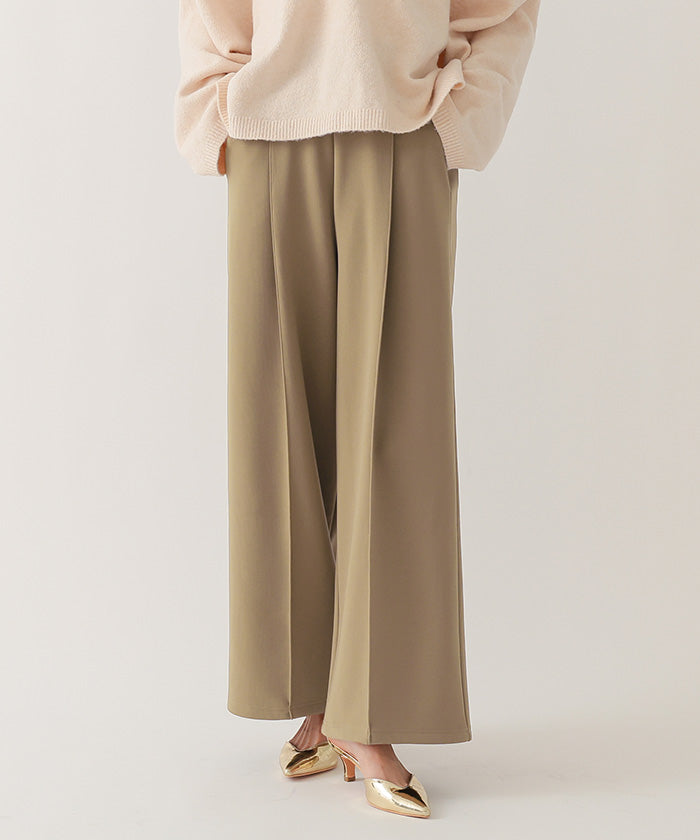 ユアーズ ur's 裏起毛センタープレスワイドパンツ （アイボリー） アイボリー