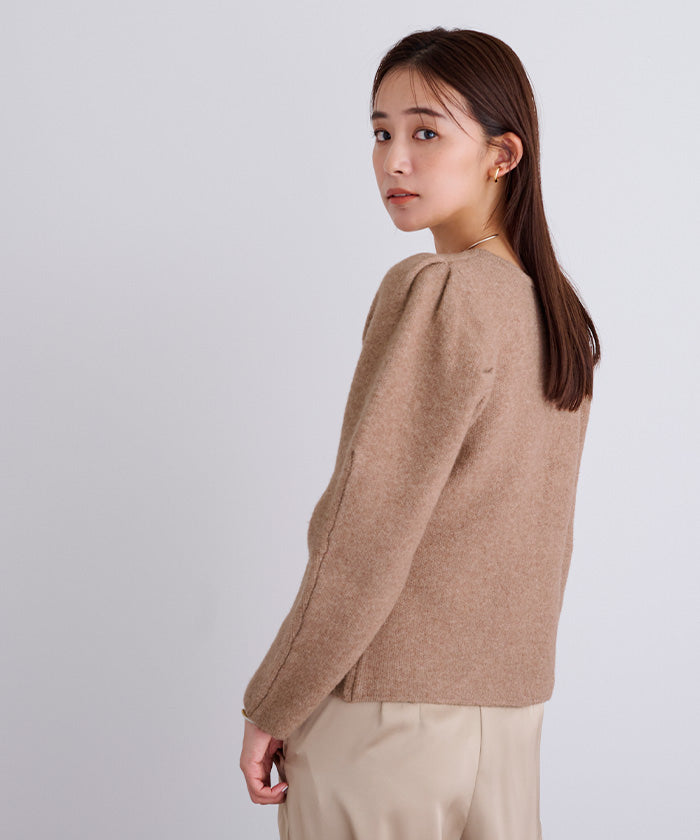 ユアーズ ur's 前後2wayパフスリーブニット （ベージュ） ベージュ