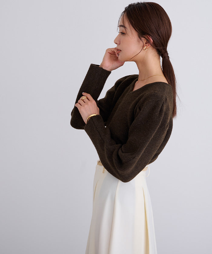 ユアーズ ur's 前後2wayパフスリーブニット （ベージュ） ベージュ