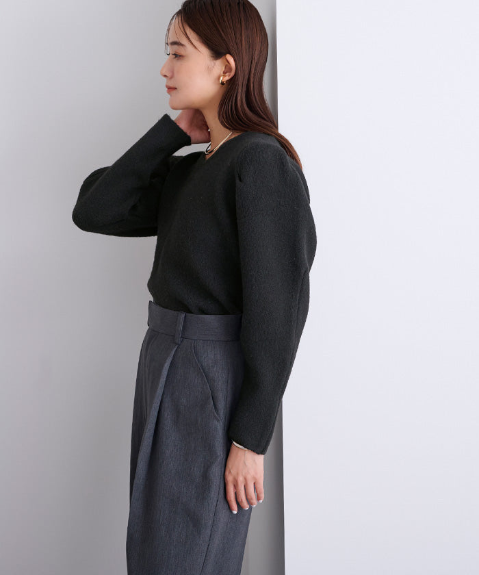 ユアーズ ur's 前後2wayパフスリーブニット （ベージュ） ベージュ